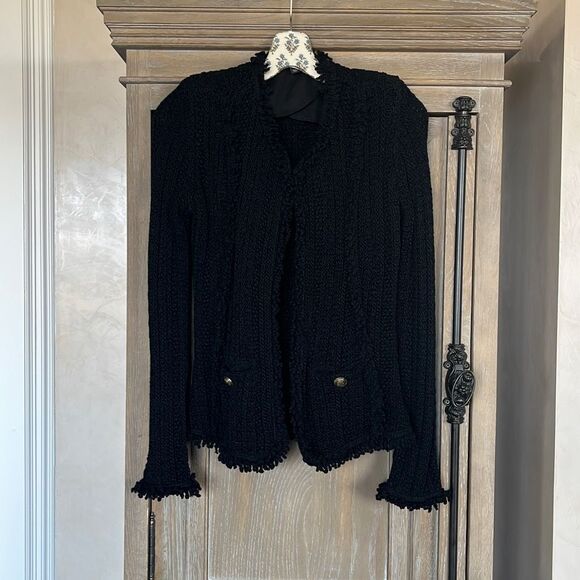 Intermix Ikaterina Fringe Knit Jacket black size 2 - Picture 7 of 16